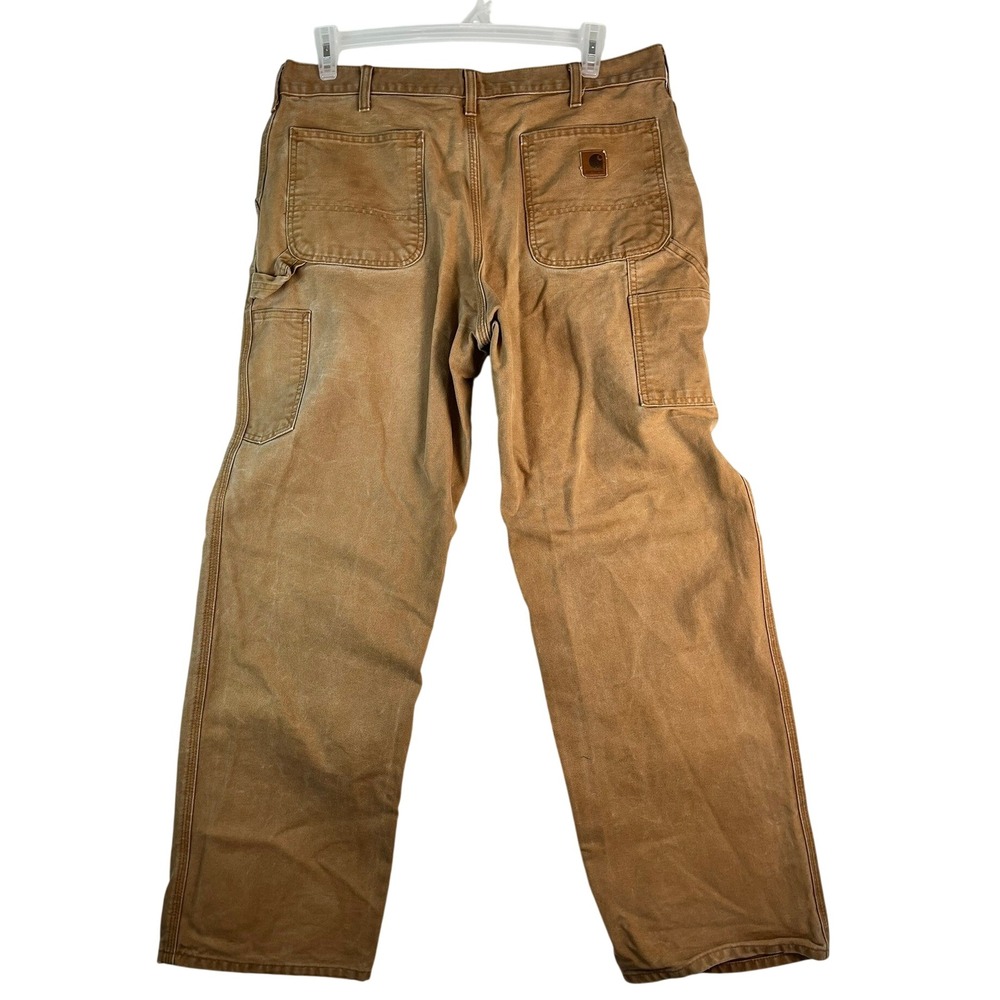 Carhartt B11 Dungaree Pants Mens 35x32 Brown Good Canvas Carpenter Workwear